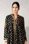 Buy_Aditi Somani_Black Cotton Silk Embroidered Floral Stand Collar Kali Top And Crushed Sharara Set _Online_at_Aza_Fashions