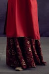 Buy_Aditi Somani_Red Cotton Silk Embroidered Floral V Neck Heavy Kurta With Flared Pant _Online_at_Aza_Fashions