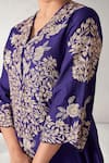 Shop_Aditi Somani_Purple Dupion Silk Embroidery Floral V Neck Blossom Kurta Pant Set _Online_at_Aza_Fashions