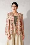 Aditi Somani_Off White Silk Woven Abstract Floral Jacket Open Embroidered Blazer Sharara Set _Online_at_Aza_Fashions