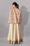 Shop_Aditi Somani_Off White Silk Woven Abstract Floral Jacket Open Embroidered Blazer Sharara Set _at_Aza_Fashions