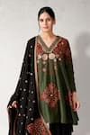 Aditi Somani_Green Dupion Silk Embroidery Floral Mandala V Kalidar Kurta And Dhoti Pant Set _Online_at_Aza_Fashions