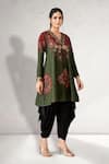 Buy_Aditi Somani_Green Dupion Silk Embroidery Floral Mandala V Kalidar Kurta And Dhoti Pant Set _Online_at_Aza_Fashions