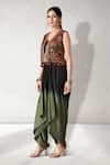 Buy_Aditi Somani_Green Suede Embroidery Floral Jacket Open Neck Ombre Two Tone Jumpsuit With _Online_at_Aza_Fashions