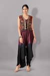 Buy_Aditi Somani_Purple Suede Embroidery Floral Jacket Open Neck Ombre Jumpsuit With _at_Aza_Fashions