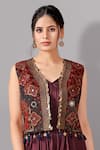 Aditi Somani_Purple Suede Embroidery Floral Jacket Open Neck Ombre Jumpsuit With _Online_at_Aza_Fashions