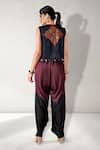 Shop_Aditi Somani_Purple Suede Embroidery Floral Jacket Open Neck Ombre Jumpsuit With _at_Aza_Fashions