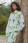 Buy_Khajoor Studio_White 100% Cotton Hand Block Print Palm Trees Collared Shirt With Pant 