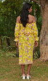 Shop_Khajoor Studio_Yellow 100% Cotton Print Lemon Fleur Le Hawaiian Wrap Skirt And Top Set _at_Aza_Fashions