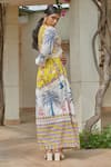 Shop_Khajoor Studio_Multi Color 100% Cotton Print Jellybean Stripes Round Mai Tai Maxi Dress _at_Aza_Fashions