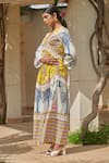 Shop_Khajoor Studio_Multi Color 100% Cotton Print Jellybean Stripes Round Mai Tai Maxi Dress _Online_at_Aza_Fashions