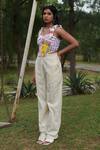 Buy_Khajoor Studio_Multi Color 100% Cotton Print Patchwork Farmland Corset With Crochet Pant _Online_at_Aza_Fashions