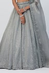 Vvani by Vani Vats_Silver Lehenga And Dupatta Net Embroidery Sequin Scattered Blouse Set _Online_at_Aza_Fashions