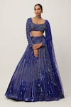 Buy_Vvani by Vani Vats_Blue Lehenga And Blouse Georgette Embroidery Sequin Square Neck Cutdana Set _at_Aza_Fashions