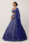 Vvani by Vani Vats_Blue Lehenga And Blouse Georgette Embroidery Sequin Square Neck Cutdana Set _Online_at_Aza_Fashions