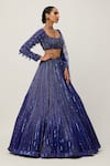 Buy_Vvani by Vani Vats_Blue Lehenga And Blouse Georgette Embroidery Sequin Square Neck Cutdana Set _Online_at_Aza_Fashions