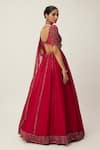 Shop_Vvani by Vani Vats_Red Lehenga And Dupatta Net Embroidery Sequin Scallop V Neck Panelled Set _at_Aza_Fashions