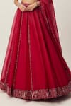 Buy_Vvani by Vani Vats_Red Lehenga And Dupatta Net Embroidery Sequin Scallop V Neck Panelled Set _Online_at_Aza_Fashions