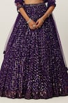 Vvani by Vani Vats_Purple Lehenga And Dupatta Net Embroidery Sequin Scallop V Crystal Blouse Set _Online_at_Aza_Fashions