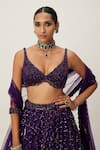 Shop_Vvani by Vani Vats_Purple Lehenga And Dupatta Net Embroidery Sequin Scallop V Crystal Blouse Set _Online_at_Aza_Fashions