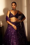 Vvani by Vani Vats_Purple Lehenga And Dupatta Net Embroidery Sequin Scallop V Crystal Blouse Set _at_Aza_Fashions