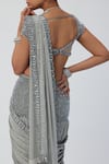 Shop_Vvani by Vani Vats_Grey Georgette Embroidery Sequin Scallop Pre-draped Saree With Blouse _Online_at_Aza_Fashions