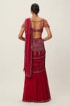 Shop_Vvani by Vani Vats_Red Georgette Embroidery Sequin Crystal Embellished Pre-draped Saree With Blouse _at_Aza_Fashions