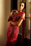 Buy_Vvani by Vani Vats_Red Georgette Embroidery Sequin Crystal Embellished Pre-draped Saree With Blouse 