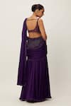 Shop_Vvani by Vani Vats_Purple Saree Satin Embroidery Sequin Scallop V Cutdana Pre-draped With Blouse _at_Aza_Fashions