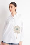 Buy_Richaa Goenka_White Cotton Embroidery Floral Collared Neck Shirt _Online_at_Aza_Fashions