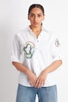 Buy_Richaa Goenka_White Cotton Embroidery Abstract Collared Neck Motif Shirt _Online_at_Aza_Fashions