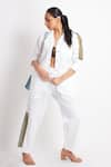 Buy_Richaa Goenka_White Cotton Plain Collar Cutwork Sleeve Jacket And Pant Set _at_Aza_Fashions