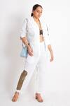 Buy_Richaa Goenka_White Cotton Plain Collar Cutwork Sleeve Jacket And Pant Set _Online_at_Aza_Fashions