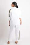 Shop_Richaa Goenka_White Cotton Plain Collar Cutwork Sleeve Jacket And Pant Set _Online_at_Aza_Fashions