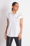 Buy_Richaa Goenka_White Cotton Embellished Bead Collar Placement Shirt _Online_at_Aza_Fashions