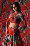 Buy_Payal & Zinal_Red Net, Georgette Metallic Thread, Buckles Blossom Print Lehenga With Blouse _Online