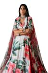 Buy_Payal & Zinal_White Georgette, Net Sequins, Beads V-neck Gardenia Print Lehenga Set _Online_at_Aza_Fashions