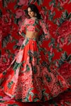 Shop_Payal & Zinal_Red Net, Fleece Sequins Gardenia Bloom Print And Embellished Lehenga With Blouse _Online_at_Aza_Fashions