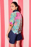 Shop_ANANYA AGRAWAL LABEL_Green Pure Cupro Crepe Print Croc Circus Spread Collar Shirt With Shorts _at_Aza_Fashions