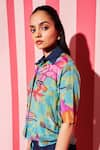 Buy_ANANYA AGRAWAL LABEL_Green Pure Cupro Crepe Print Croc Circus Spread Collar Shirt With Shorts _Online_at_Aza_Fashions