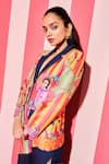 Shop_ANANYA AGRAWAL LABEL_Multi Color Pure Chanderi Silk Print Paradise Notched Lapel Blazer With Trouser _Online_at_Aza_Fashions