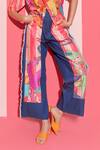 ANANYA AGRAWAL LABEL_Peach Pure Chanderi Silk Print Parade Collar Neck Fantasy Shirt With Trouser _Online_at_Aza_Fashions