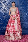 Buy_Basanti - Kapde Aur Koffee_Pink Organza Woven Sequins Paan Floral Bloom Banarasi Motif Pattern Lehenga Set _at_Aza_Fashions