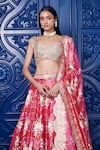 Basanti - Kapde Aur Koffee_Pink Organza Woven Sequins Paan Floral Bloom Banarasi Motif Pattern Lehenga Set _Online_at_Aza_Fashions