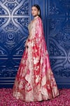 Buy_Basanti - Kapde Aur Koffee_Pink Organza Woven Sequins Paan Floral Bloom Banarasi Motif Pattern Lehenga Set _Online_at_Aza_Fashions