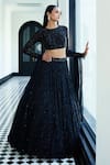 Buy_Basanti - Kapde Aur Koffee_Black Chantilly Net Embroidered Floral Lace Jewel Neck Tonal Vine Lehenga Set _at_Aza_Fashions