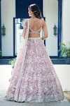 Basanti - Kapde Aur Koffee_Pink Organza Embroidered Floral Sweetheart Neck Crystal Lehenga Set _Online_at_Aza_Fashions