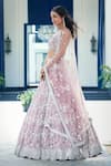 Basanti - Kapde Aur Koffee_Pink Organza Embroidered Floral Sweetheart Neck Crystal Lehenga Set _at_Aza_Fashions