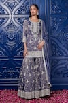 Buy_Basanti - Kapde Aur Koffee_Purple Tissue Embroidered Floral Round Neck Kurta Sharara Set _at_Aza_Fashions