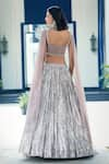 Shop_Basanti - Kapde Aur Koffee_Silver Georgette Embroidered Sequin Square Lehenga With Blouse _at_Aza_Fashions